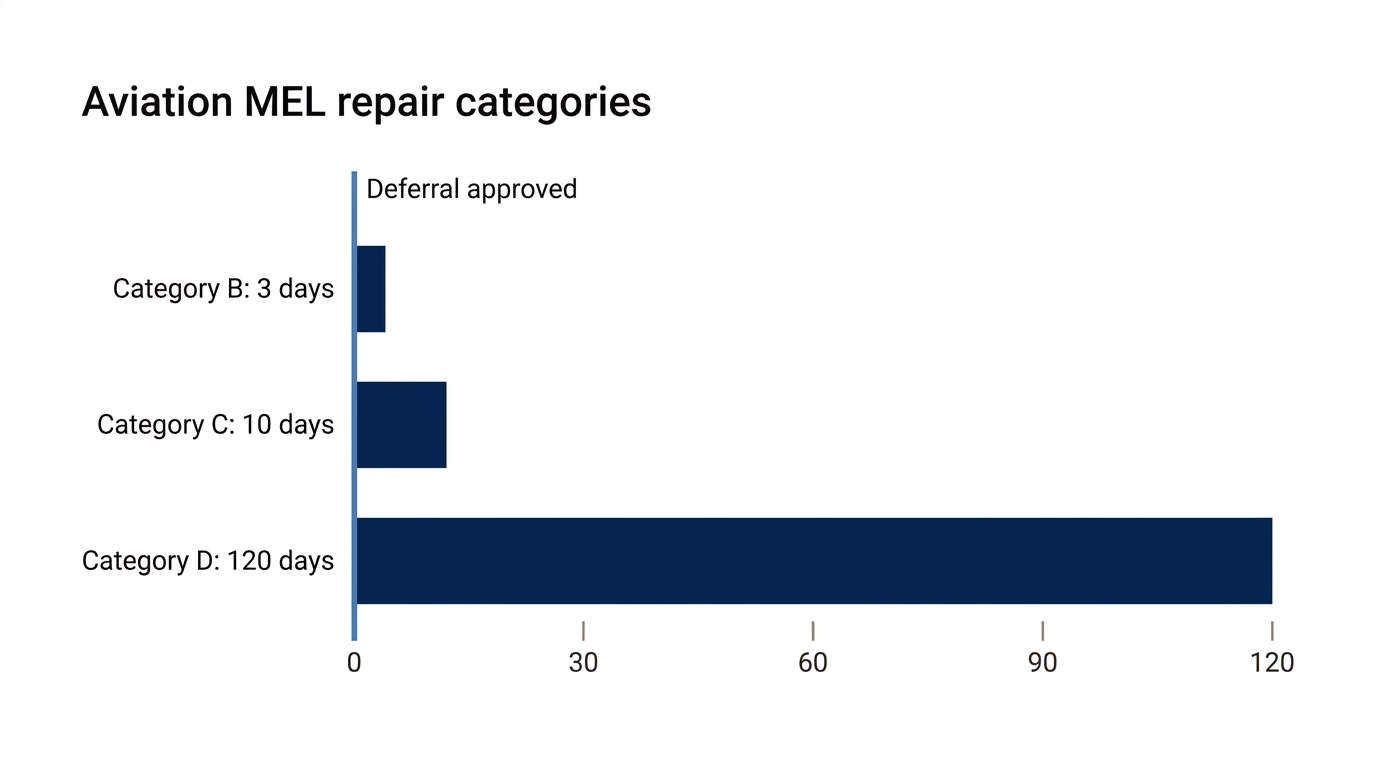 Aviation MEL repair categories give every deferral an expiry fixed in advance: 3, 10 or 120 days
